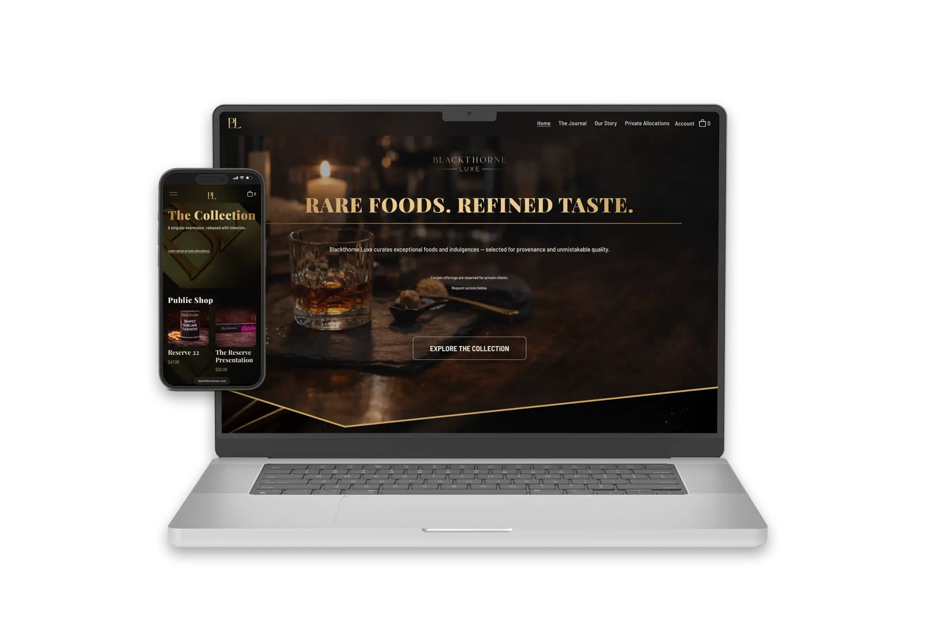 blackthrone luxe website mockup